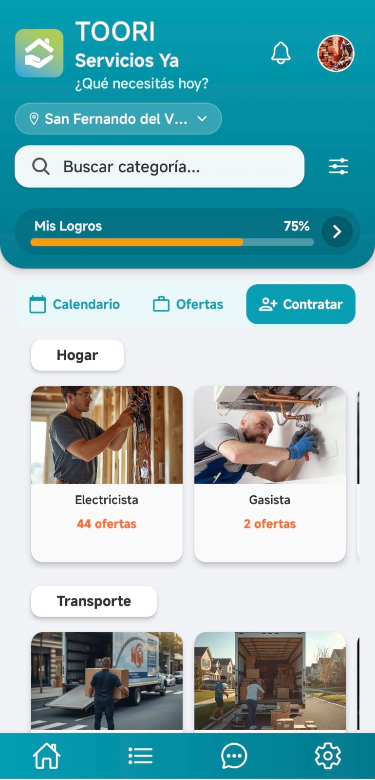 Pantalla original de la aplicación ServicioYa